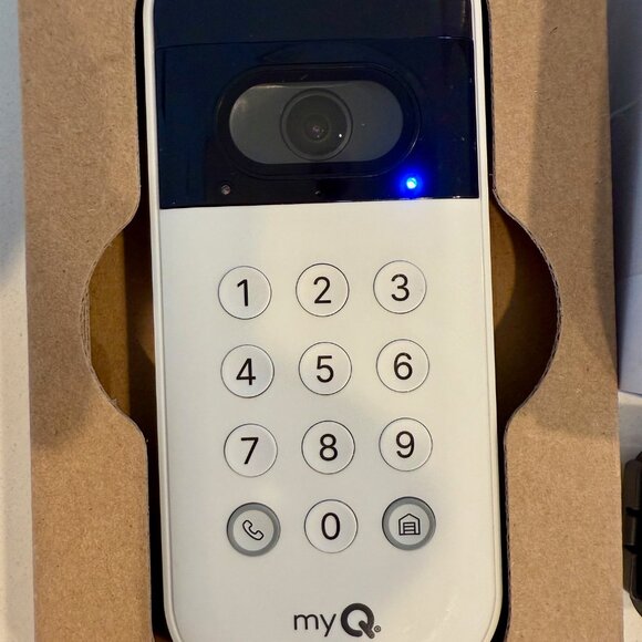 MyQ Smart Garage Door Video Keypad, Wide-Angle Camera, EXTRA OEM BATTERY, White - Picture 2 of 5